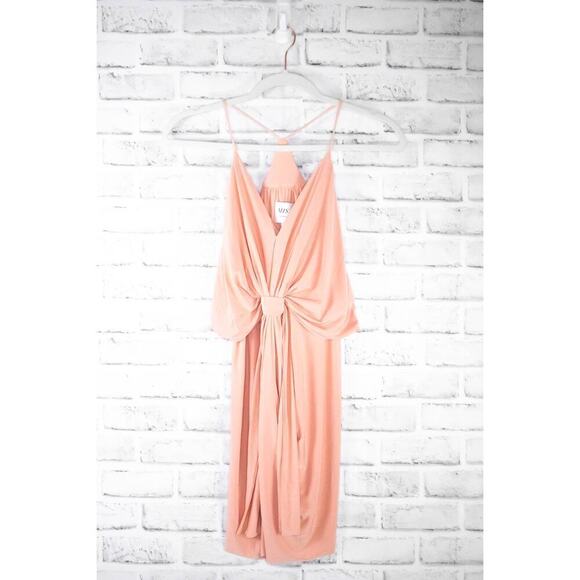 Misa Los Angeles Peach Jersey Knit Sleeveless Cocktail Mini‎ Dress Small Draped - Picture 2 of 11